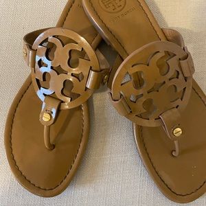 Tory Burch Miller Patent Leather Sandals (Tan)